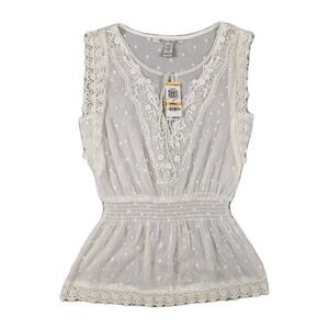 American Rag NWT Sheer Sleeveless Crochet Embroidery Top Boho Fairycore Hippie S